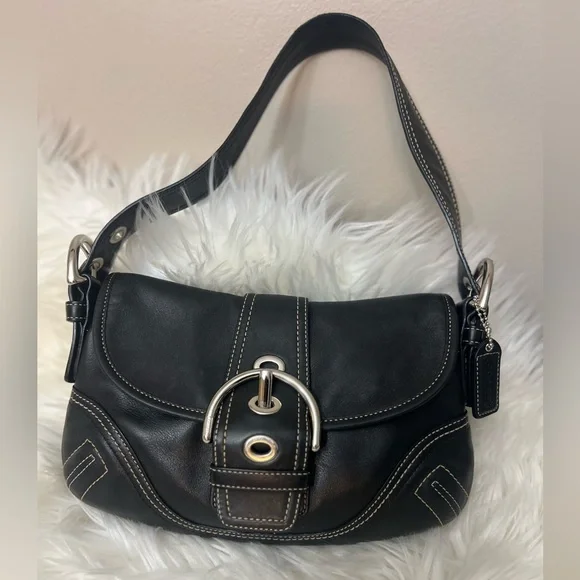Coach Black Leather Soho Shoulder Bag with Silver Accents# F10188 - Picture 6 of 12